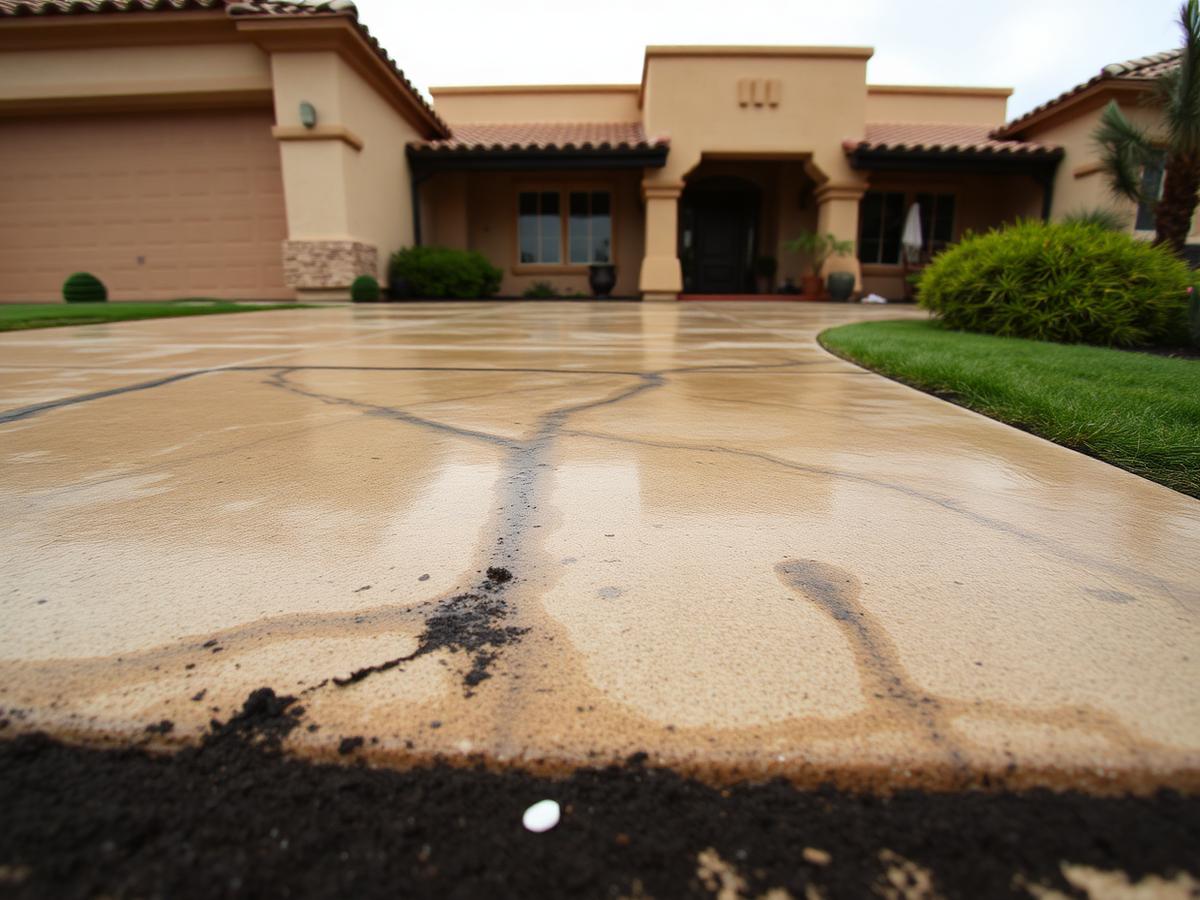 Driveway & hardscape — Rio Rancho before cleaning